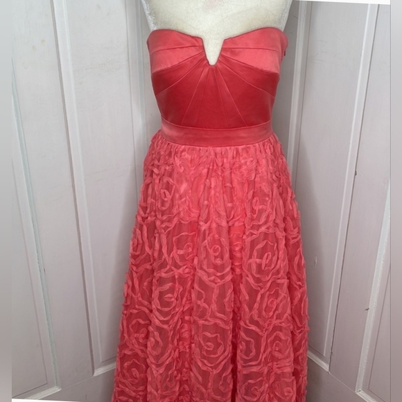 Hailey Logan By Adrianna Propell Coral Rosette Strapless Gown - Picture 14 of 14